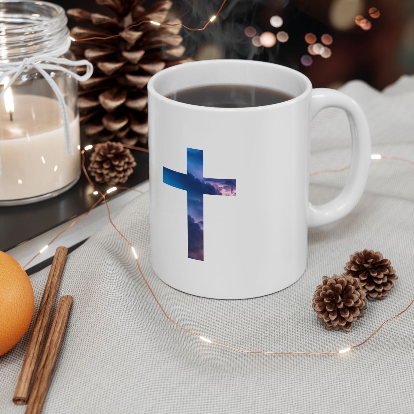 Christian Cross Ceramic Mug — Faith Coffee Cup (11oz & 15oz)