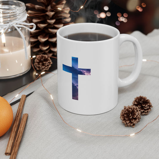 Christian Cross Ceramic Mug — Faith Coffee Cup (11oz & 15oz)